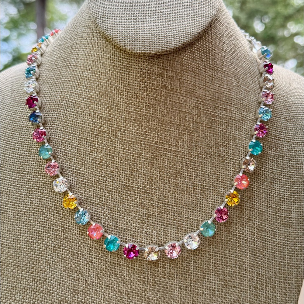 Multicolor Swarovski Elements Crystal Necklace - Picture 5 of 10